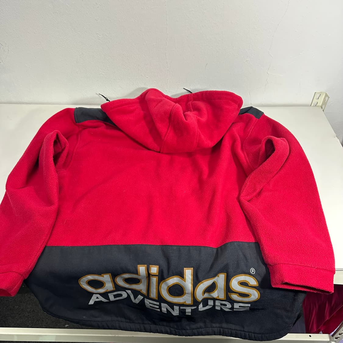 XL 아디다스 빨검 오버핏 후드탈부착 밑단스트링 플리스자켓 상품이미지6