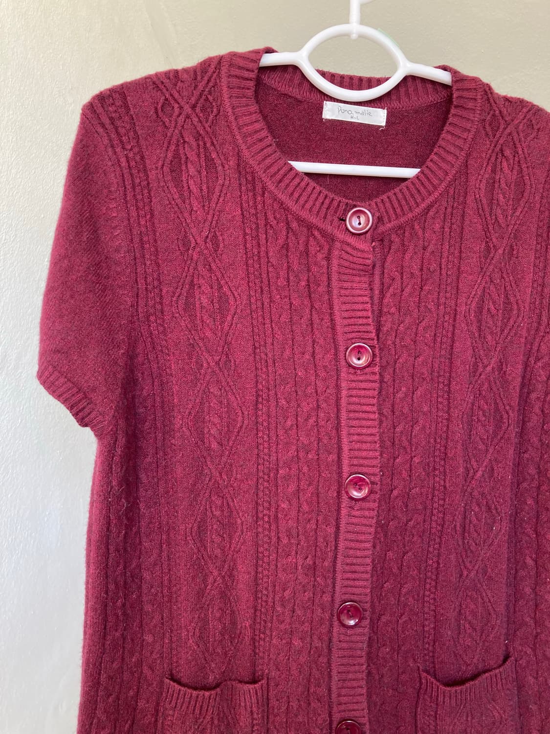 버건디 울 믹스 꽈배기 가디건 상품이미지2