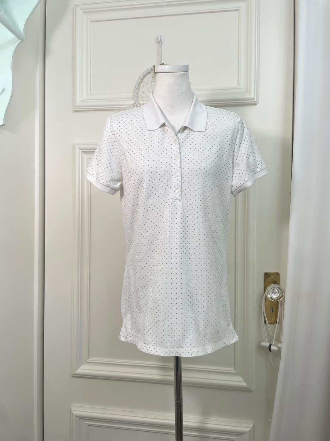 white gray dot pk top(size-XL) 상품이미지1