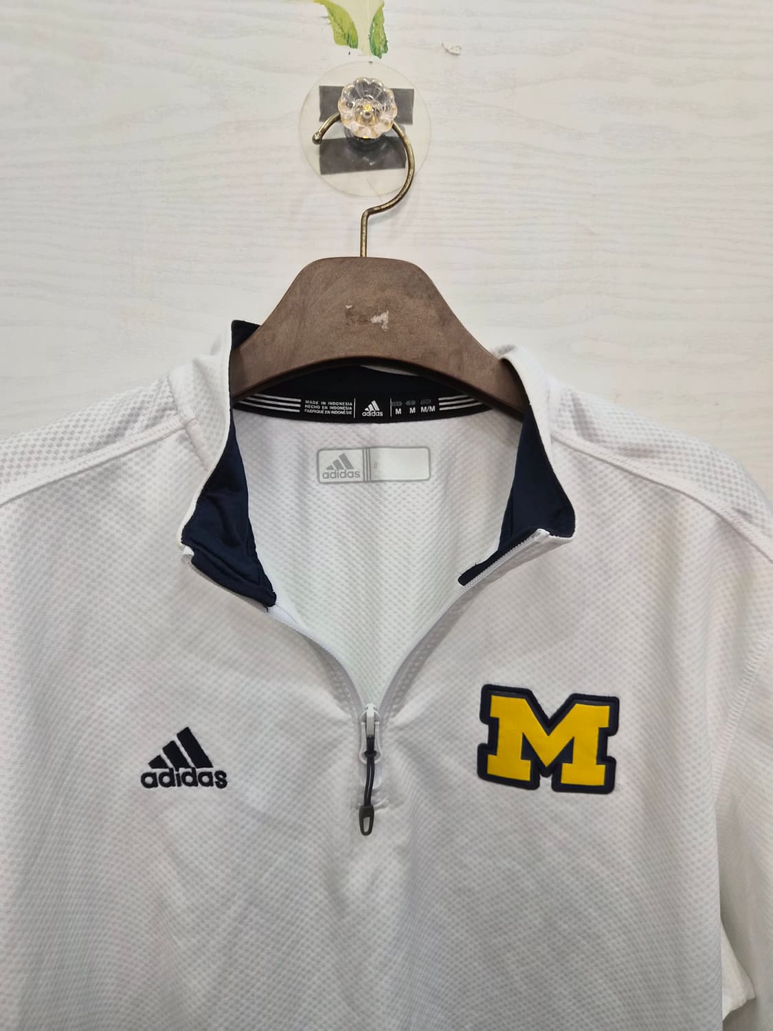 USA M,크게나옴 )) adidas아디다스 미시간 반집업 반팔티셔츠!~ 상품이미지2