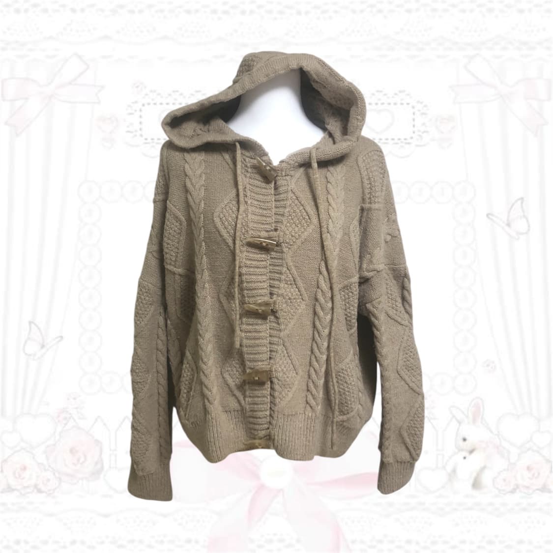 빈티지 모리걸 모카라떼 떡볶이 니트 가디건 상품이미지1