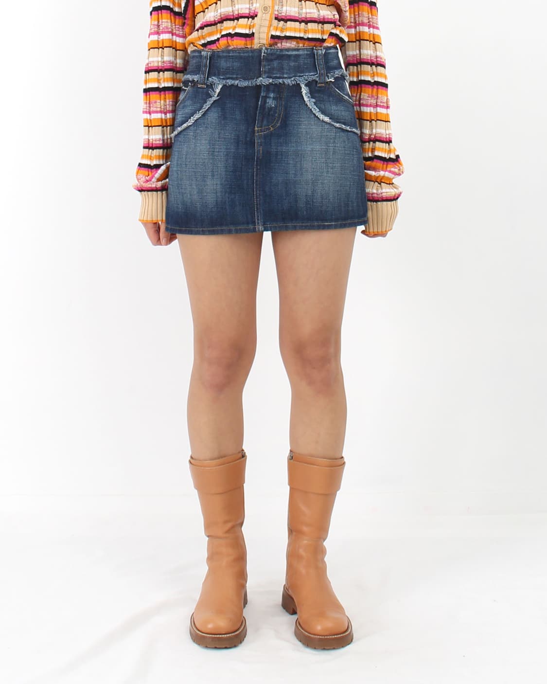 돌체앤가바나 DOLCE&GABBANA 니트 포켓 미니 데님 스커트 청치마 상품이미지3