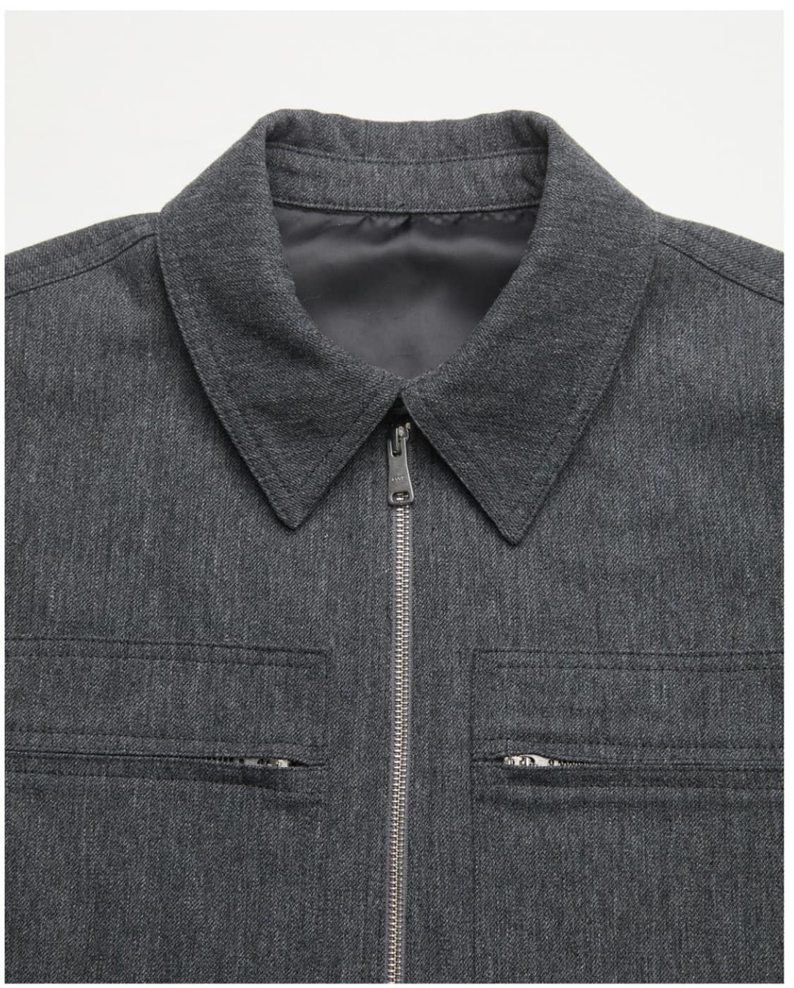 [M] 쿠어coor 러스틱 울 더블 포켓 트리밍 카라 점퍼 차콜 상품이미지2