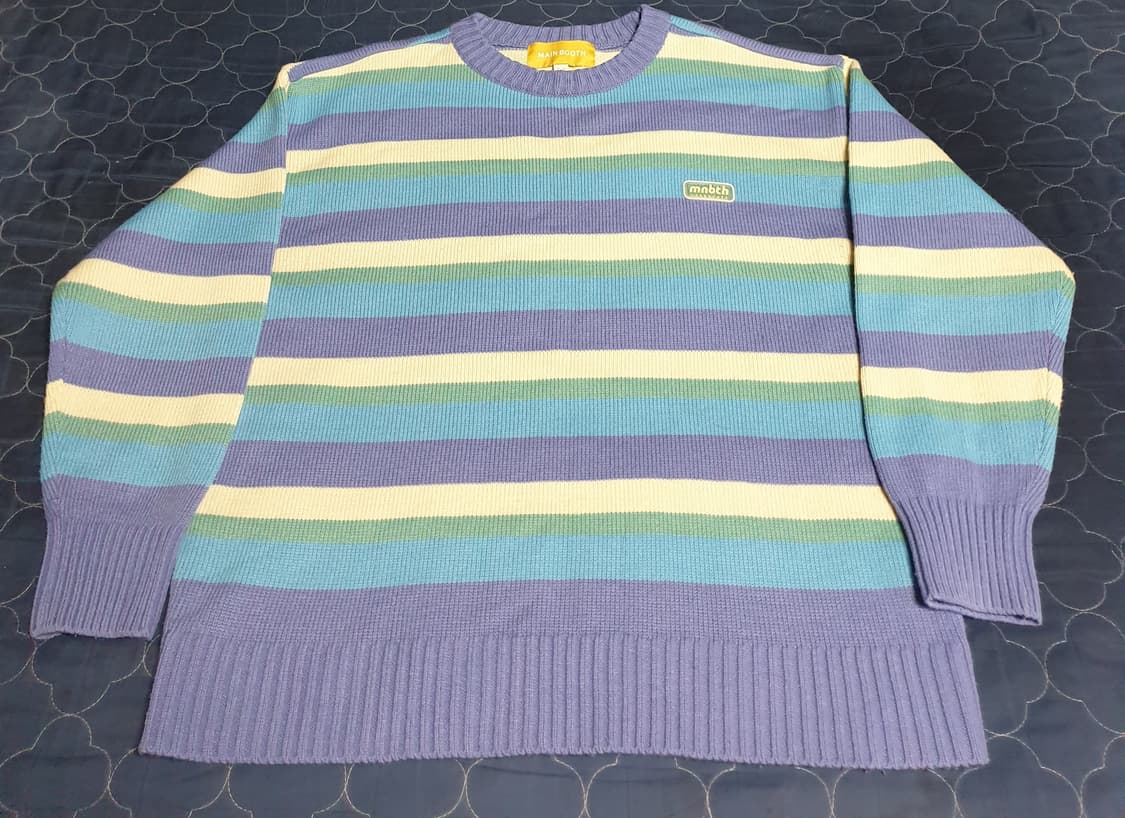 (품절매물) 메인부스 젤리빈 스트라이프 유니섹스 니트 캔디퍼플 (2) 상품이미지3