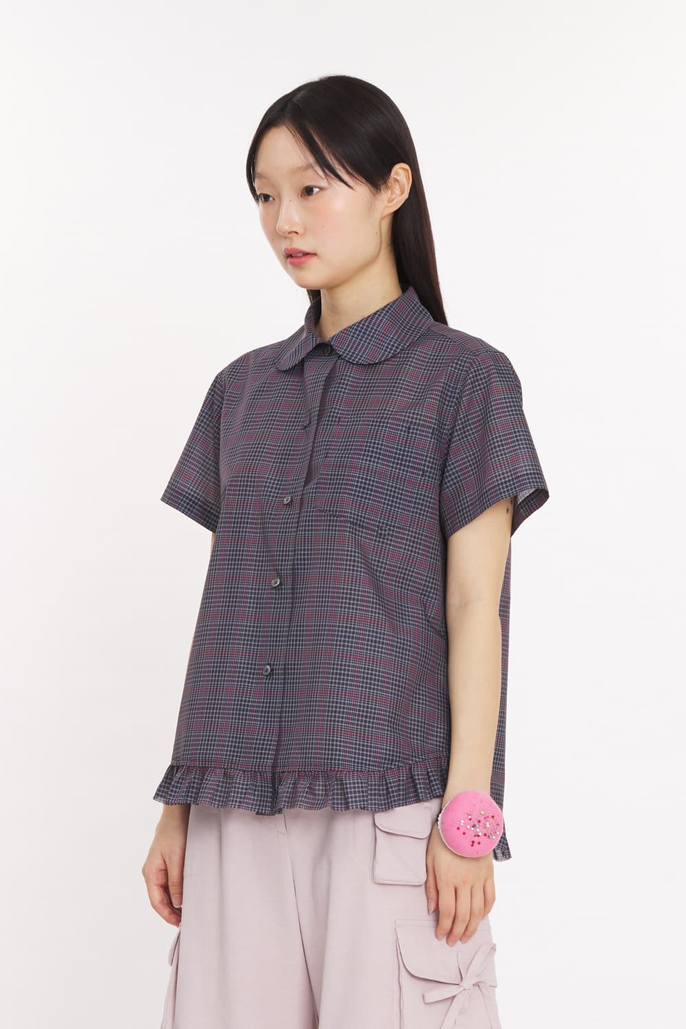 복복 마미 셔츠 네이비 체크 상품이미지3