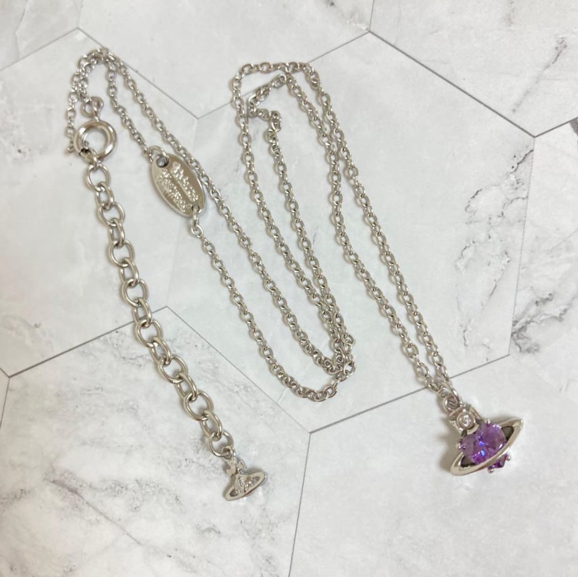 비비안웨스트우드 아카이브 퍼플 하트 크리스탈 팬던트 목걸이 상품이미지2