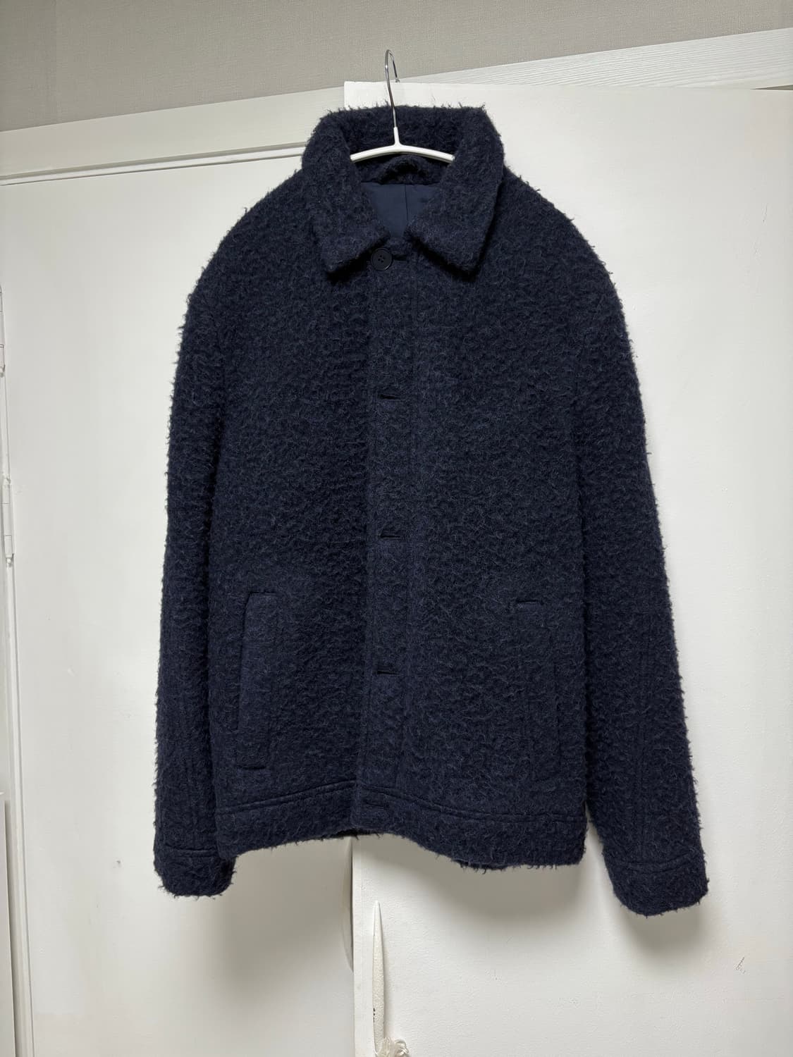 COS 코스 울 부클 자켓 네이비 상품이미지2