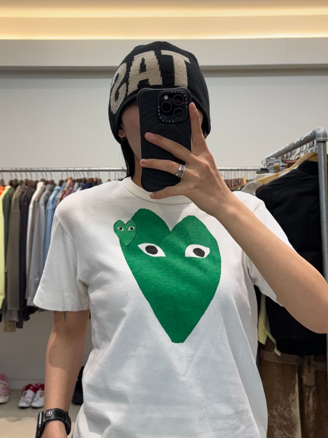 꼼데가르송 그린 더블 하트 티셔츠 상품이미지8