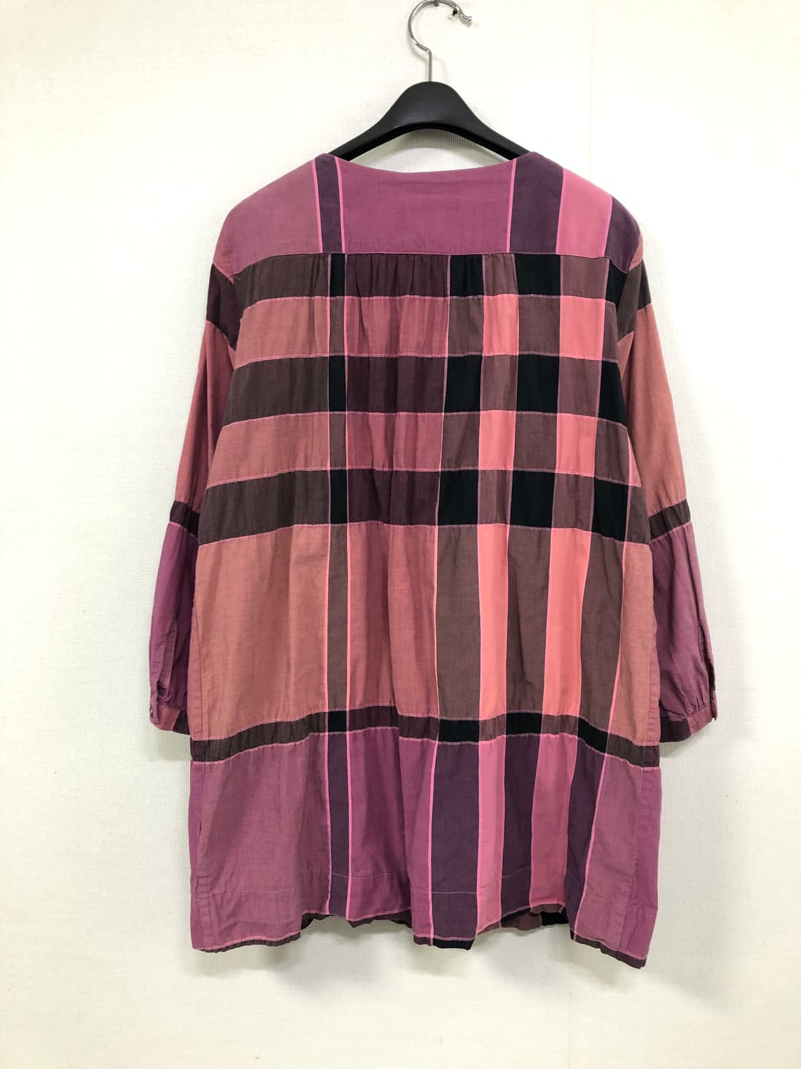 여성 버버리 브릿 라운드넥 9부소매 코튼혼방 체크 튜닉 블라우스 _ 핑크 상품이미지6