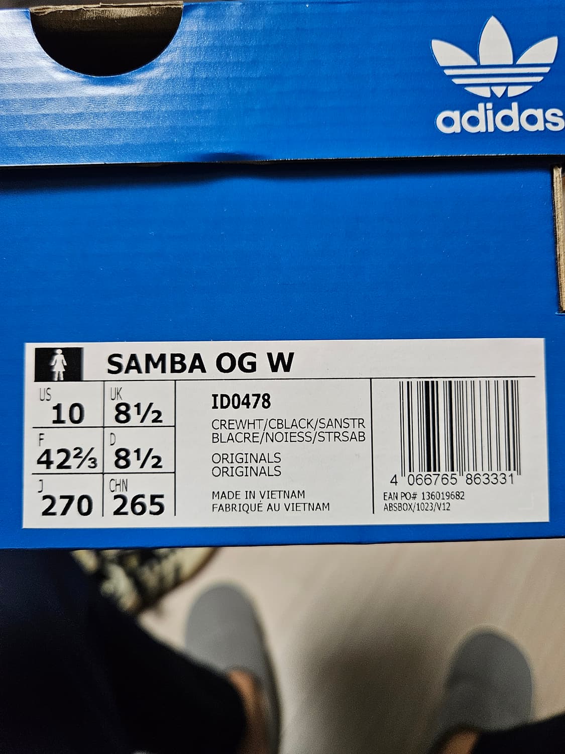 아디다스 삼바 OG 크림 블랙 270mm ID0478 상품이미지5