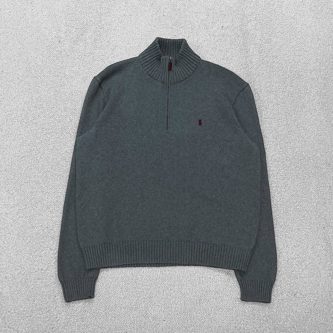 폴로 랄프로렌 포니 로고 코튼 반집업 니트 그레이 상품이미지1