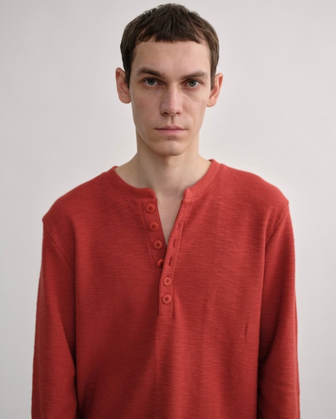 [2] BUTTON HENLEY NECK (orange) 상품이미지1