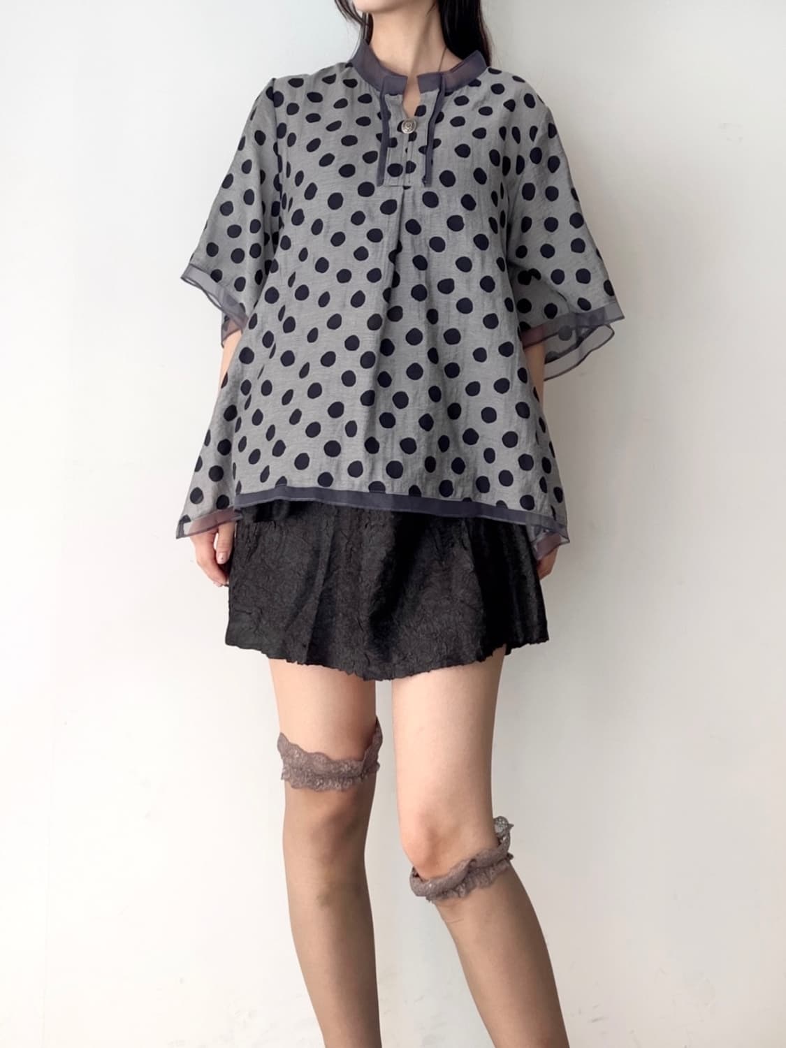 Dot ruffle organza blouse  상품이미지4