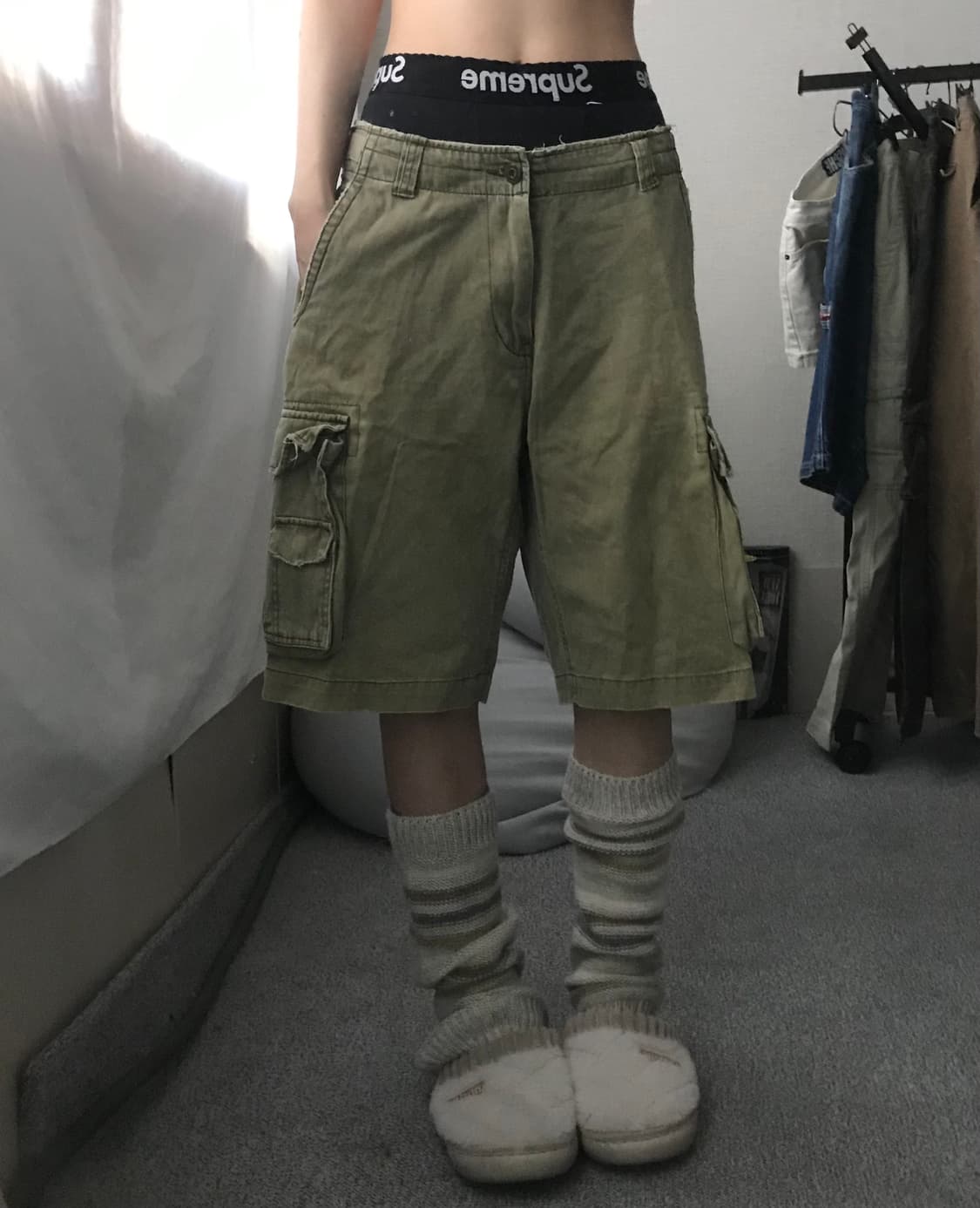 카키 와이드핏 버뮤다팬츠 상품이미지2