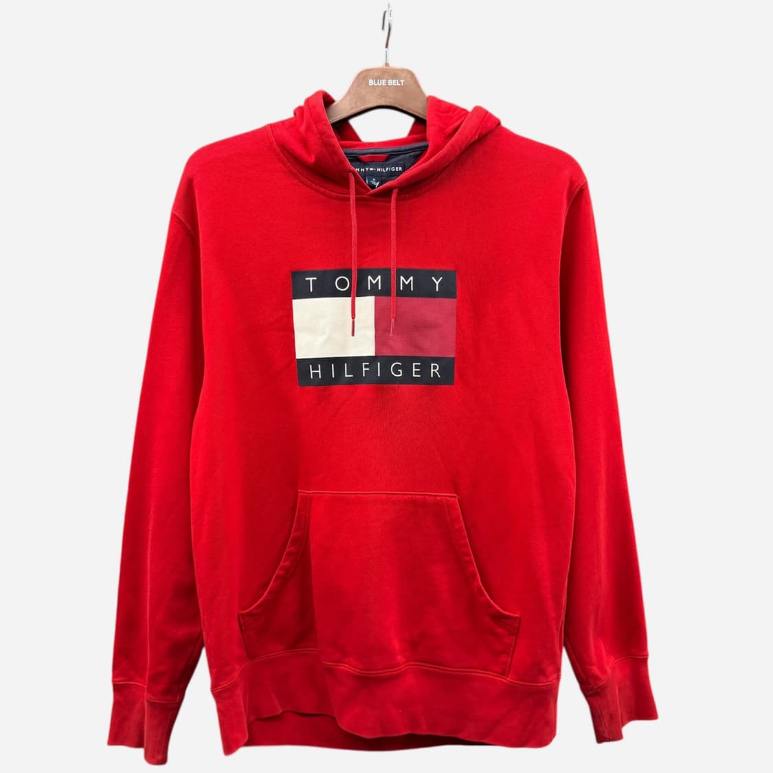 타미힐피거 빅로고 후드티 비비드컬러 엠보싱 프린팅 디테일 레드 상품이미지1