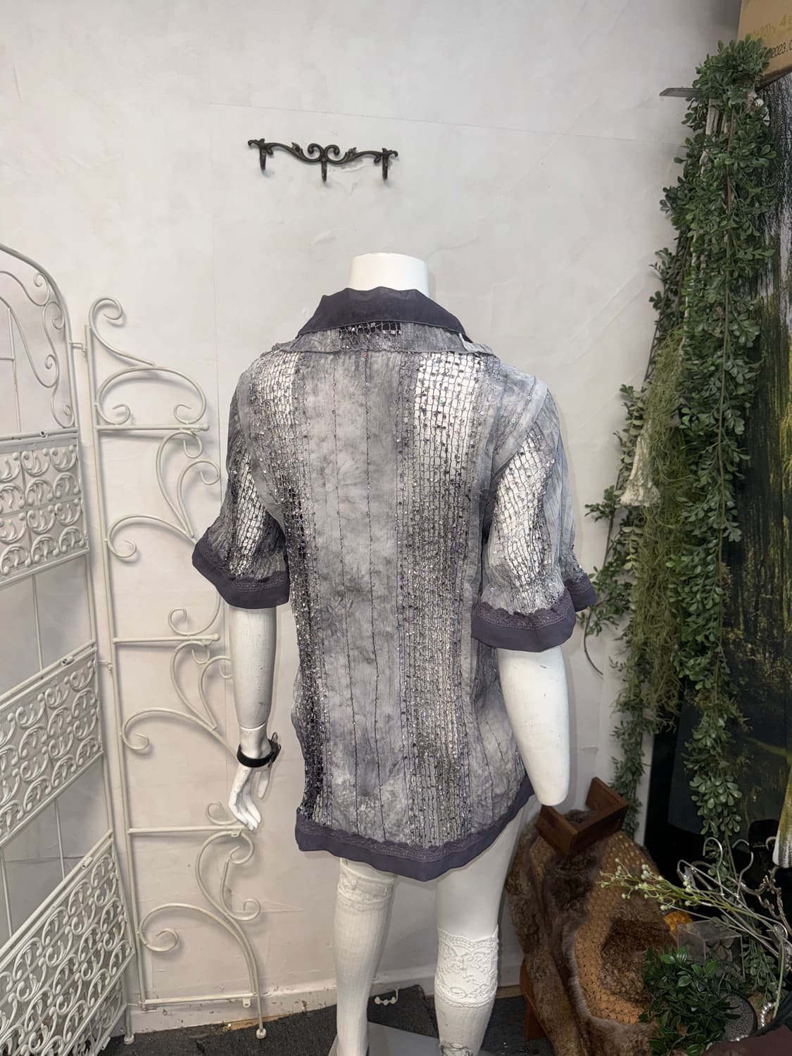 Charcoal tie dye pleats ruffle mesh bl 상품이미지7