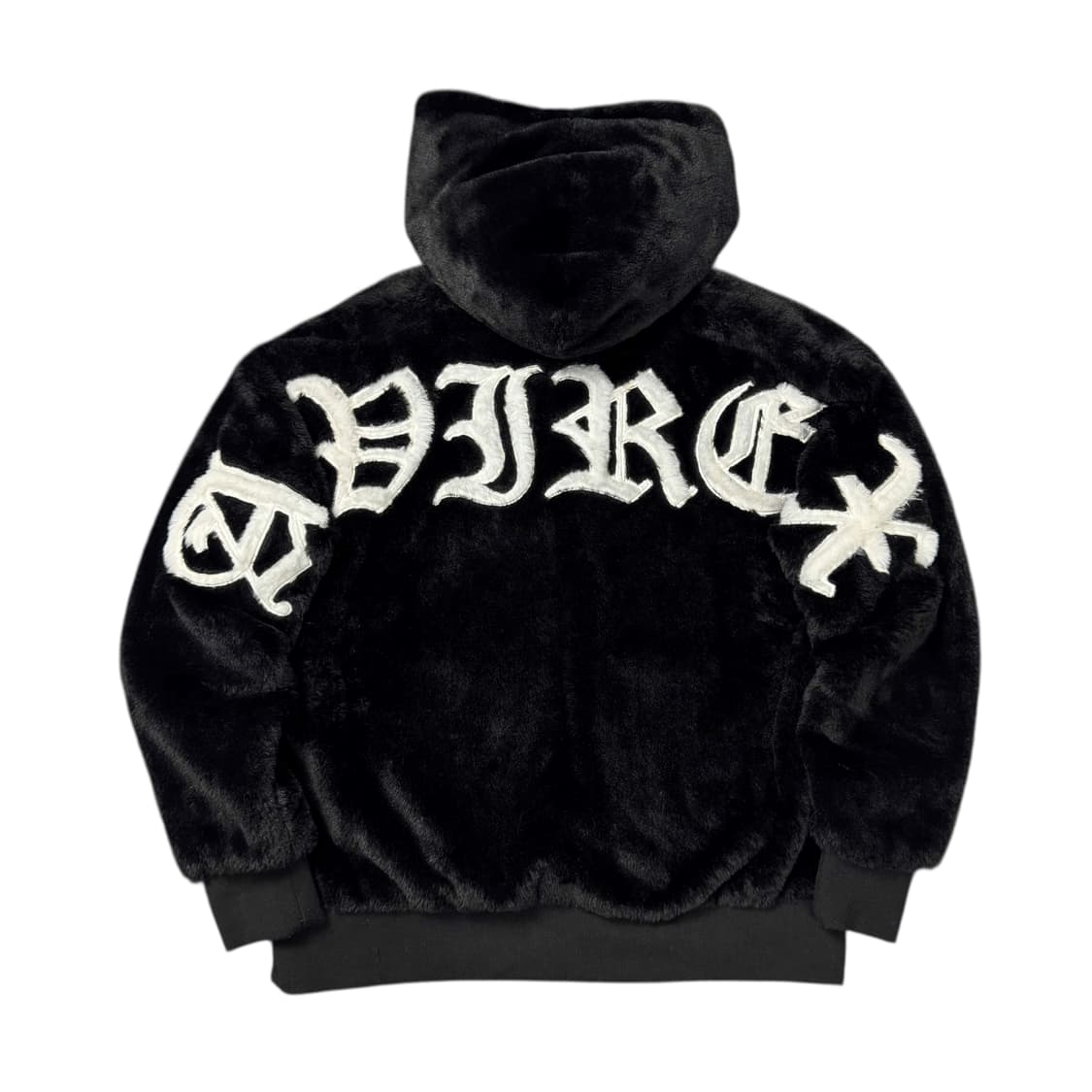 (M) 아비렉스 레터링 로고 페이크 퍼 자켓 블랙 상품이미지1