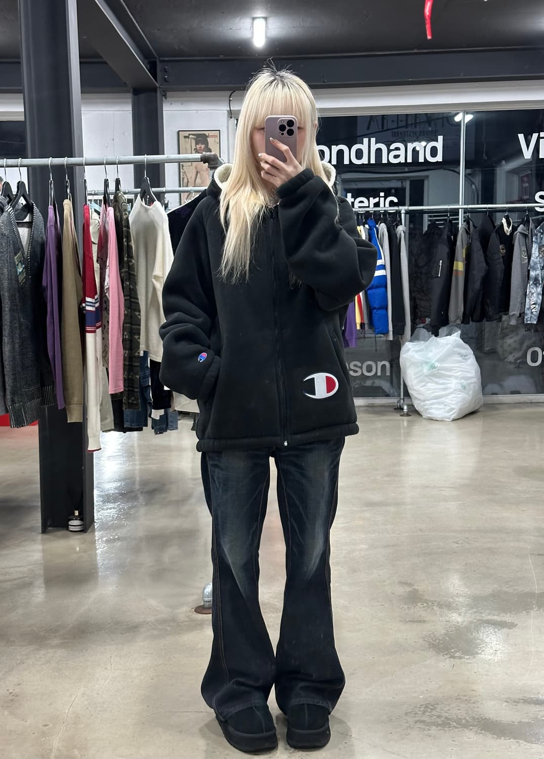 슈프림&챔피온 후드 플리스 집업 상품이미지3