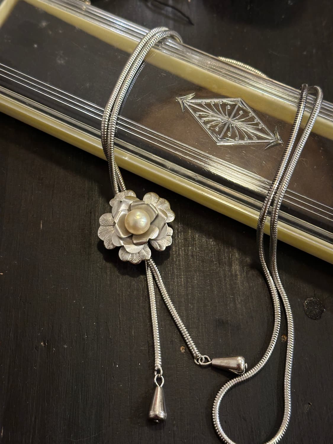Vintage pearl bolo tie✨ 상품이미지4