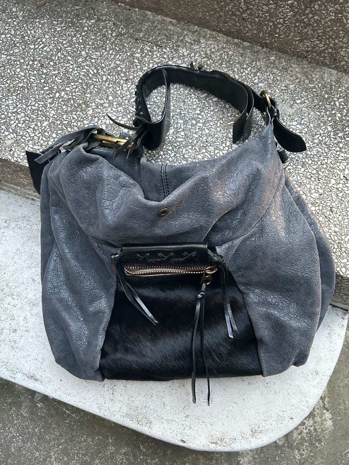 *rare design* 2000s JPN 펑크 레더 디테일 숄더백 상품이미지2