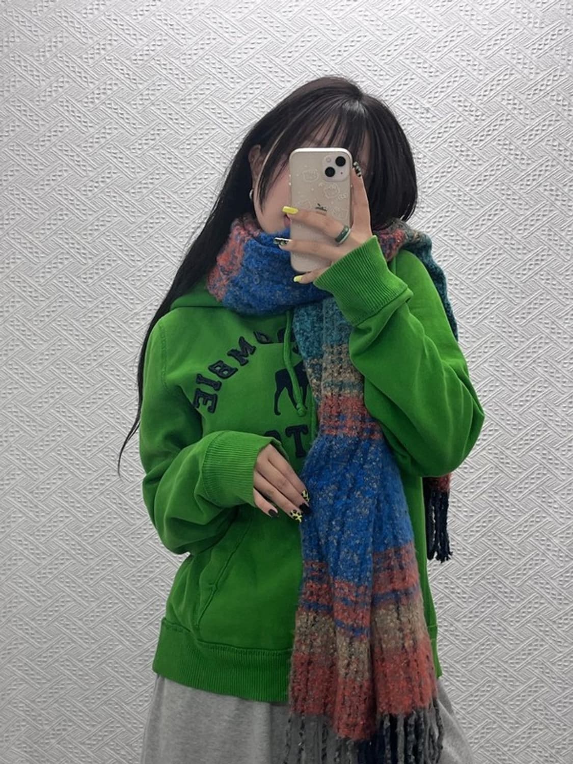 빈티지 폭닥 홀리데이 멀티 배색 뜨개 니트 목도리 C07517 상품이미지2