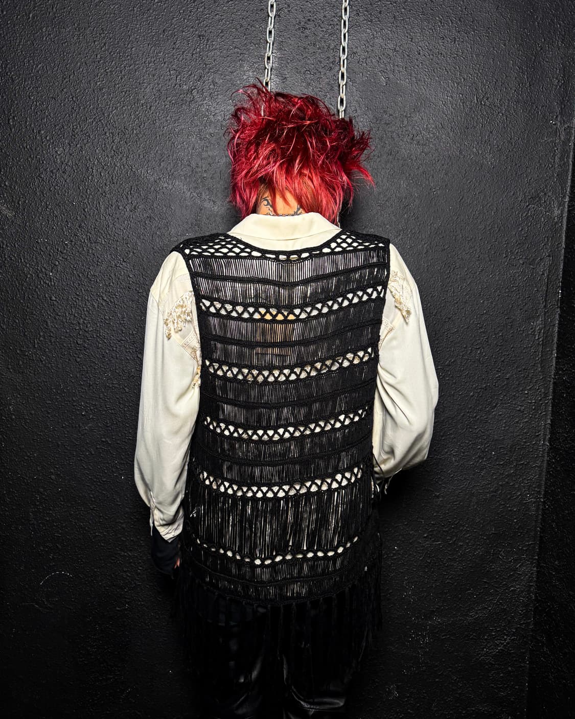 Black Fringe Crochet Vest 상품이미지4