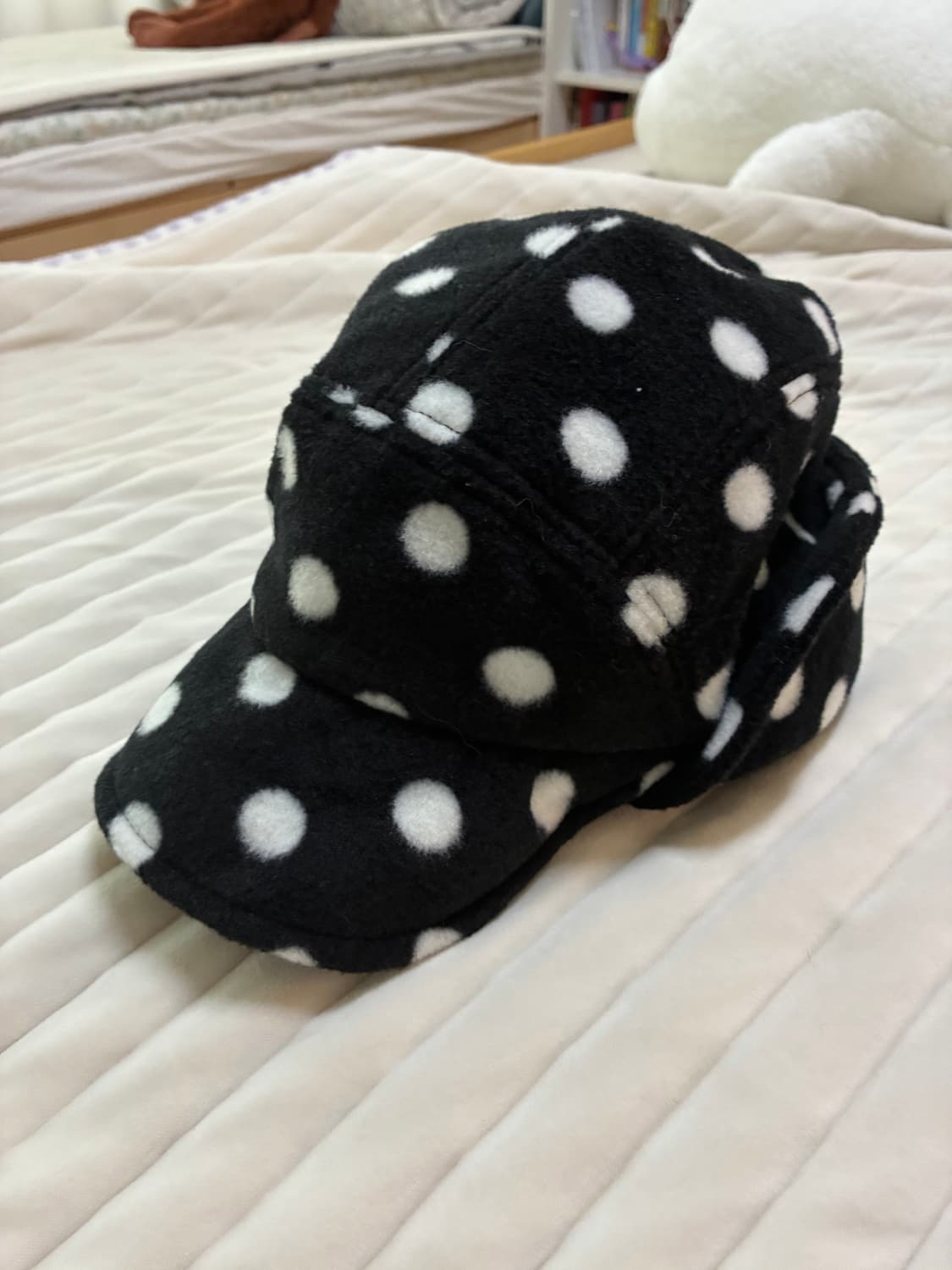 🎱블랙 땡땡이 캡모자 플리스 모자🎱 상품이미지2
