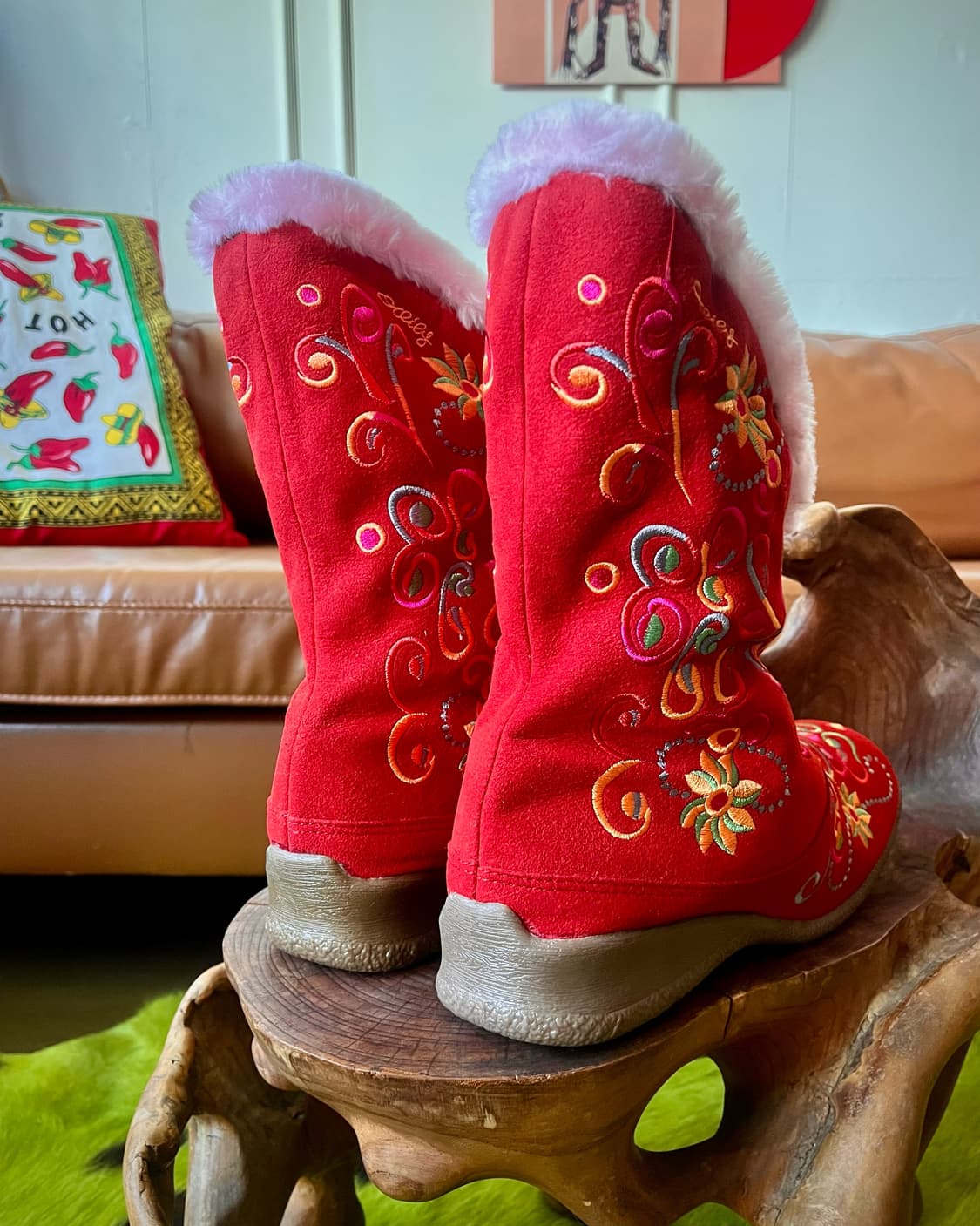 90-00s Oilily Leather Fur Western Boots 상품이미지8