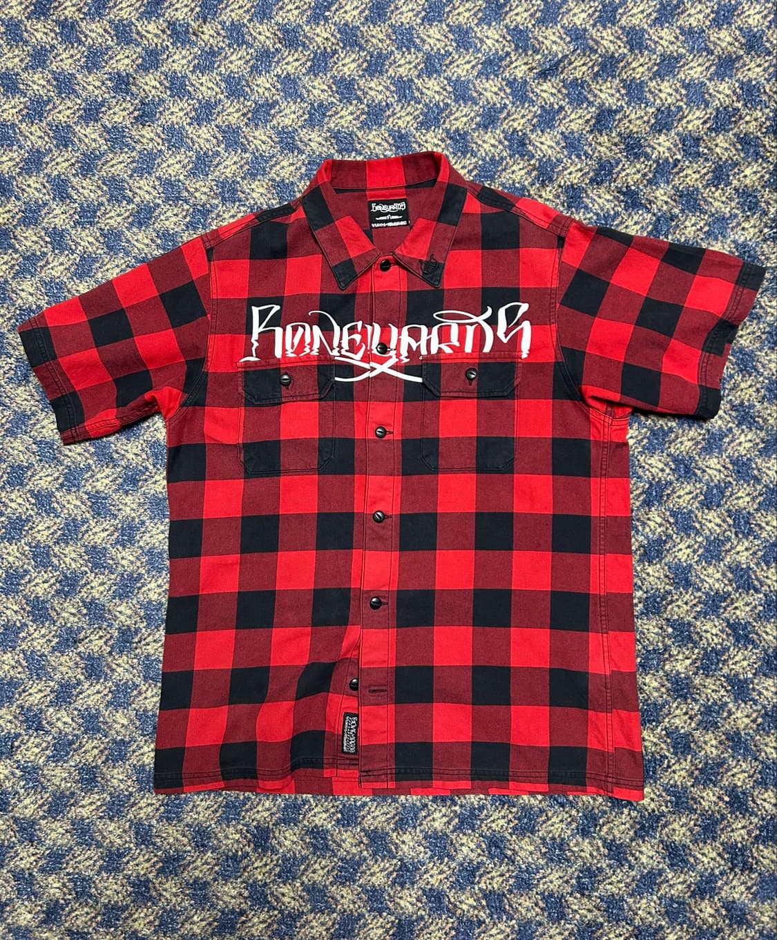 STUSSY x NEIGHBORHOOD 버팔로 체크 반팔 셔츠 레드블랙  상품이미지1