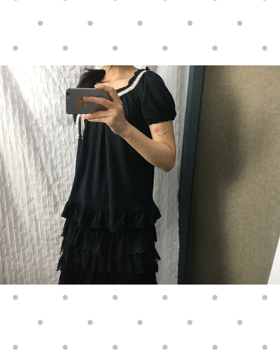 블랙 레이스 리본 블라우스 상품이미지4