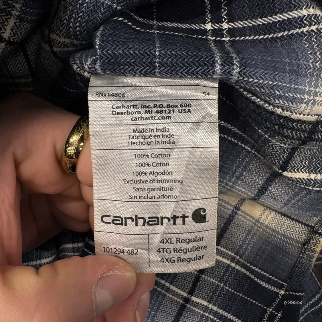 빈티지 칼하트 해링본 체크 플란넬 워크셔츠 오리지널 핏 빅사이즈 N742 상품이미지9