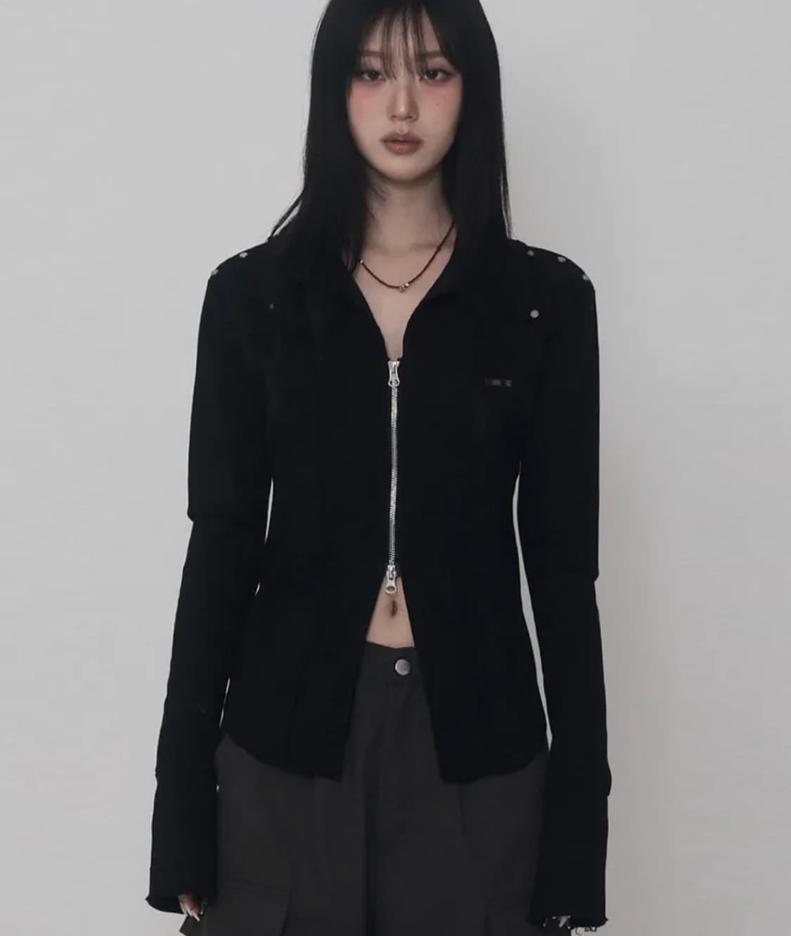 에트오소메 데미지 아일렛 코르셋 자켓 블랙 상품이미지1