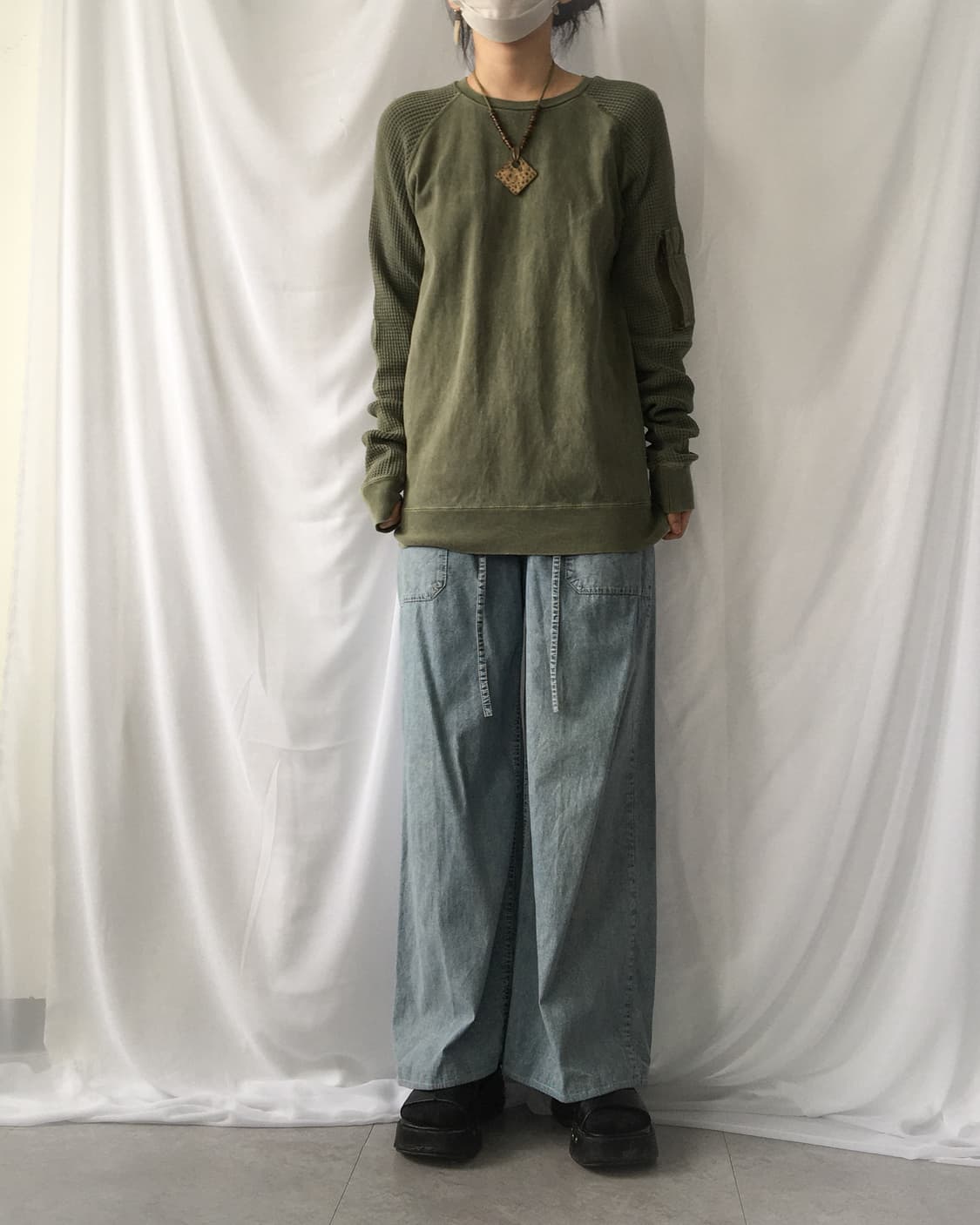 Washing waffle layered sleeve 상품이미지5