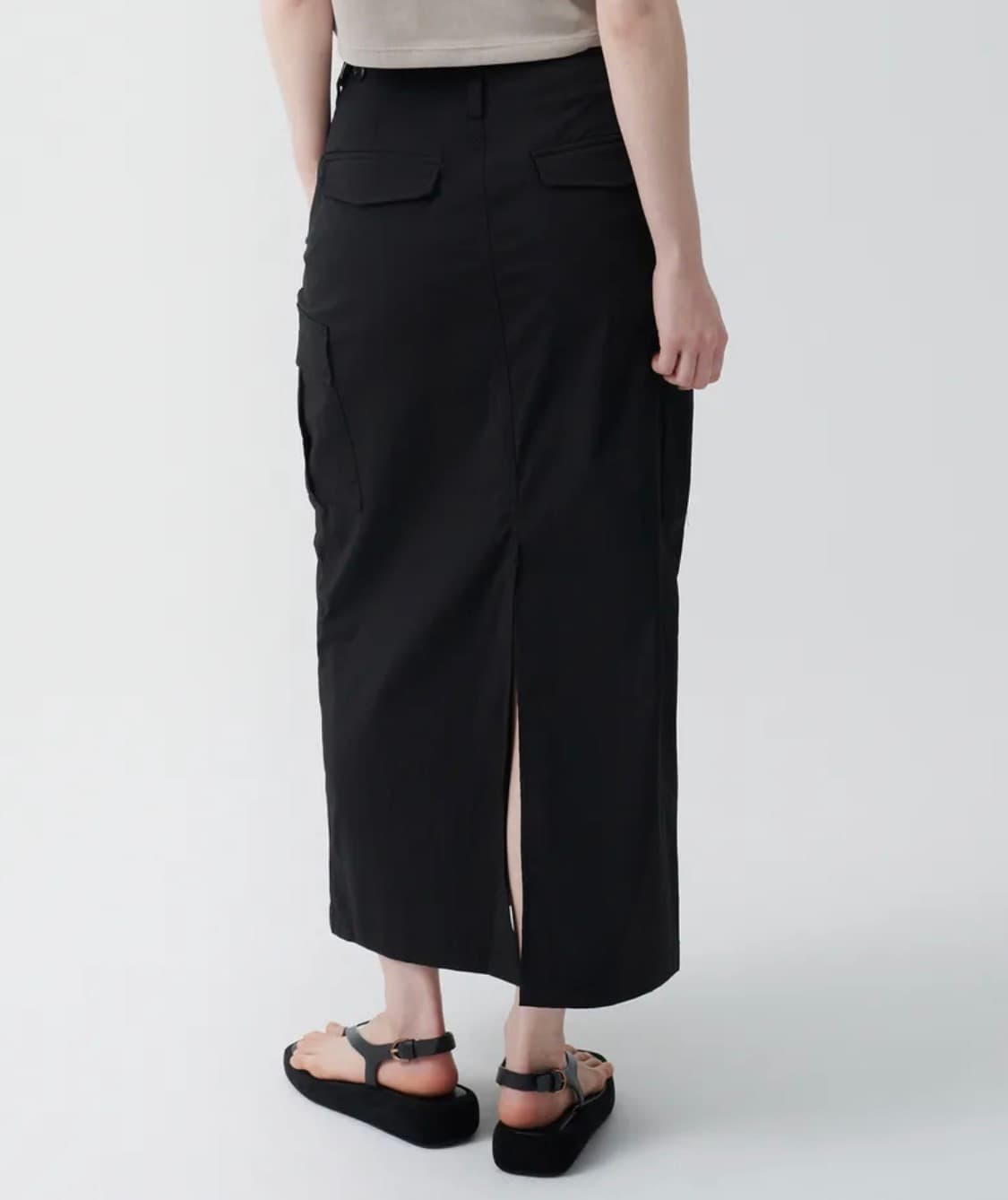 무신사스탠다드 카고 맥시 스커트 블랙 상품이미지2