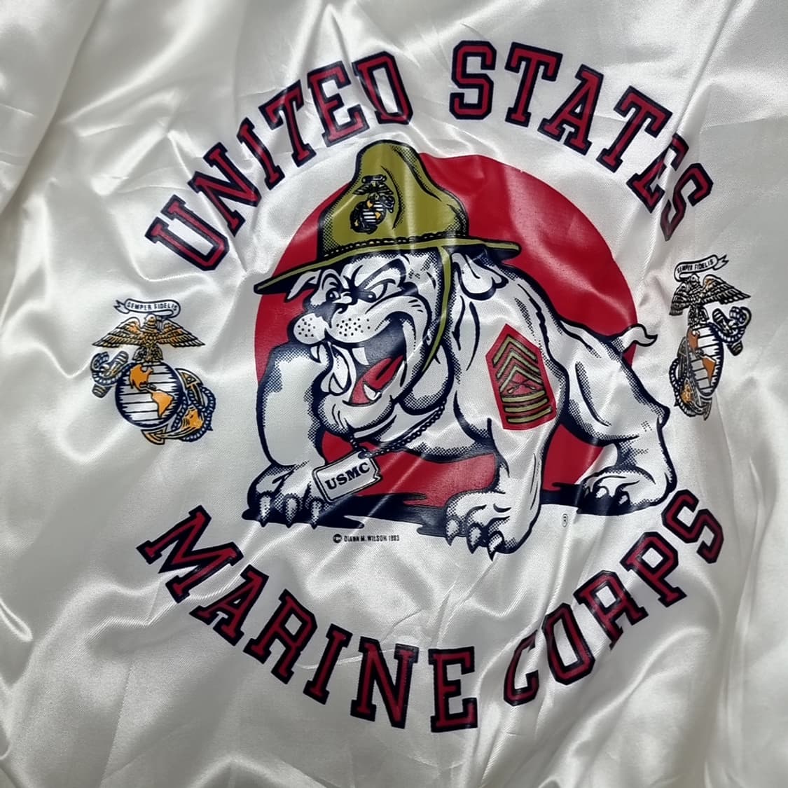 80-90s 미제 USA 미군 미해병대 화이트 사틴 자켓(46) 상품이미지1