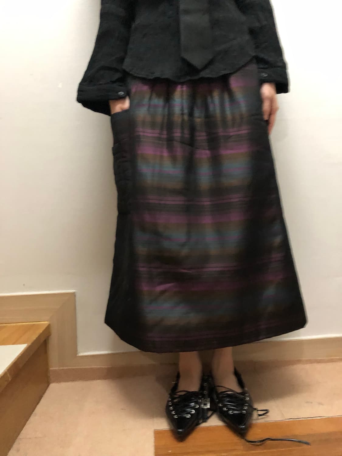 빈티지 블랙 오리엔탈 패딩 스커트 상품이미지3