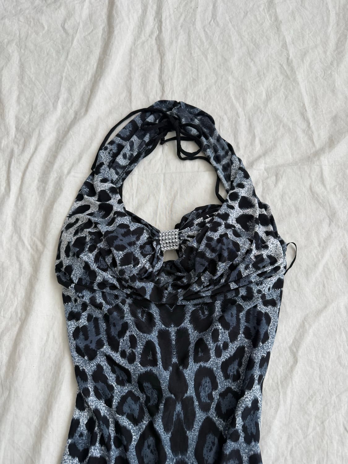 호피 갸루 홀터 드레이프 미니 원피스(새상품) 상품이미지2