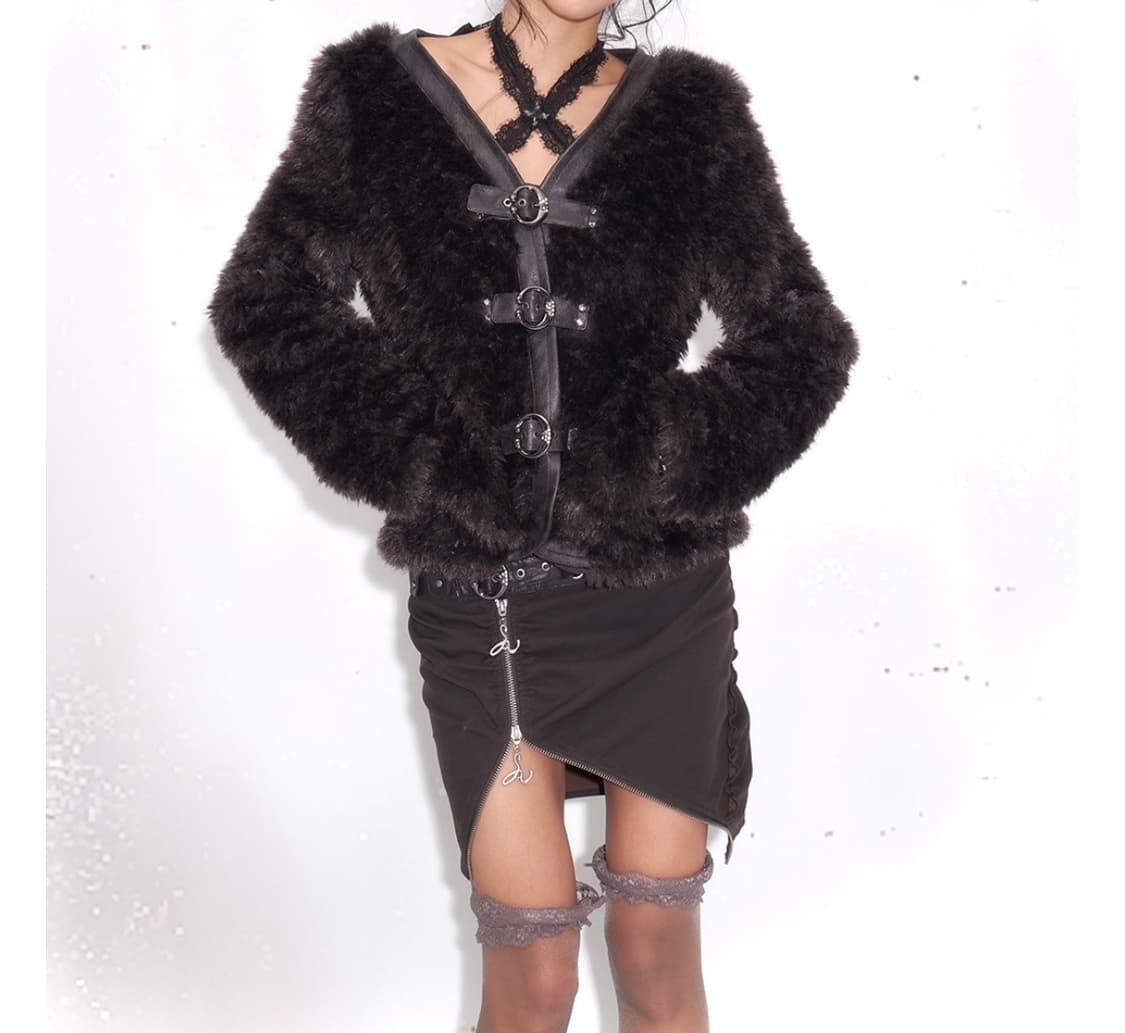 open aesthetic two way faux fur jacket 상품이미지1