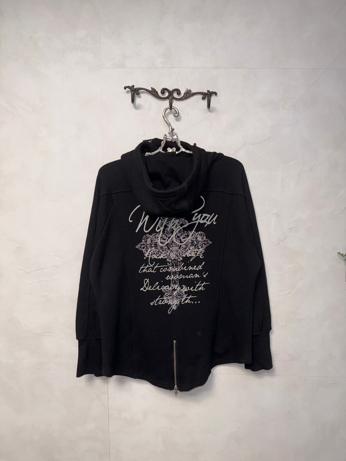 Black gothic y2k printing high neck 후드집업 상품이미지1