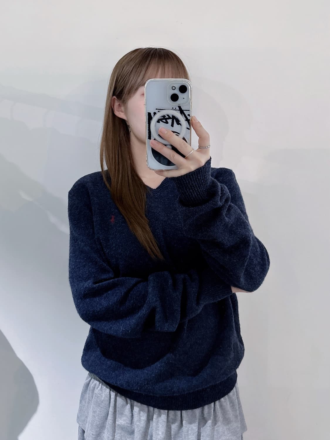 폴로랄프로렌 버건디포니 차콜 울 브이넥 니트 상품이미지1