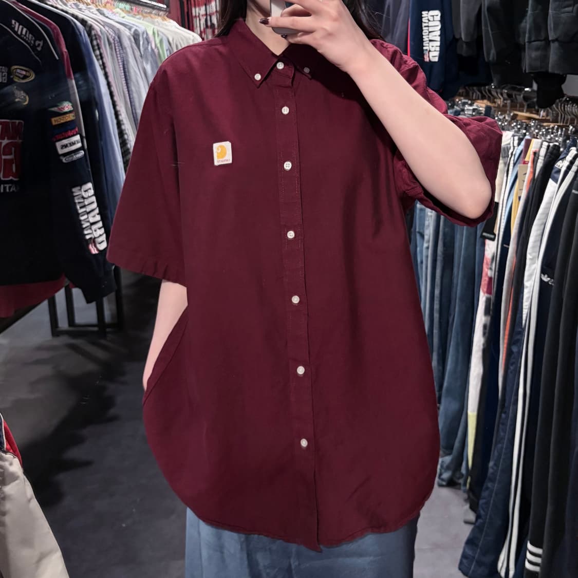  [IM] Carhartt 칼하트 반팔 셔츠 버건디 상품이미지2