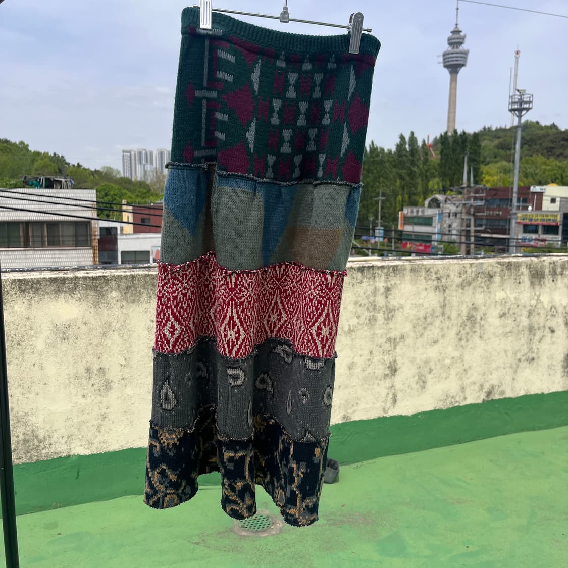 Vinatage Patchwork Knit maxi skirt 상품이미지3