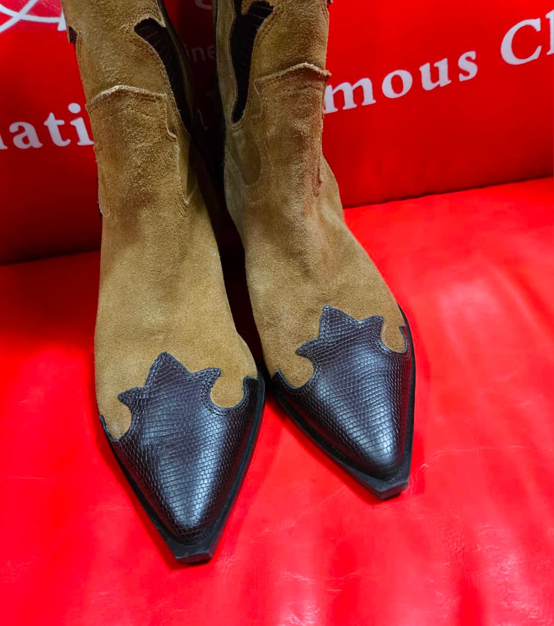 (새상품) 자라(ZARA) 웨스턴 가죽 스웨이드 미들 부츠 상품이미지5