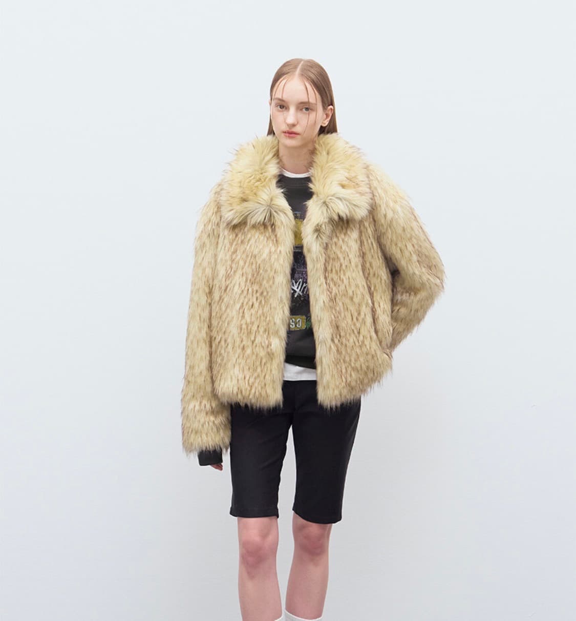 레이브 믹스 퍼 자켓 브라운 상품이미지4