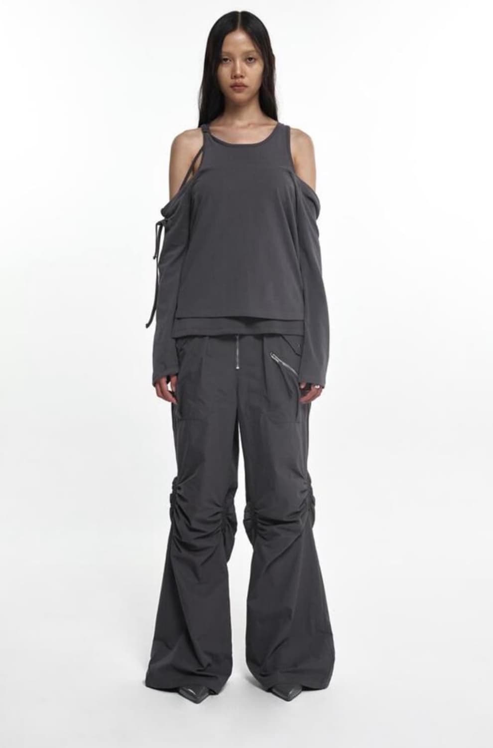 나체 지퍼 디테일 팬츠 상품이미지1