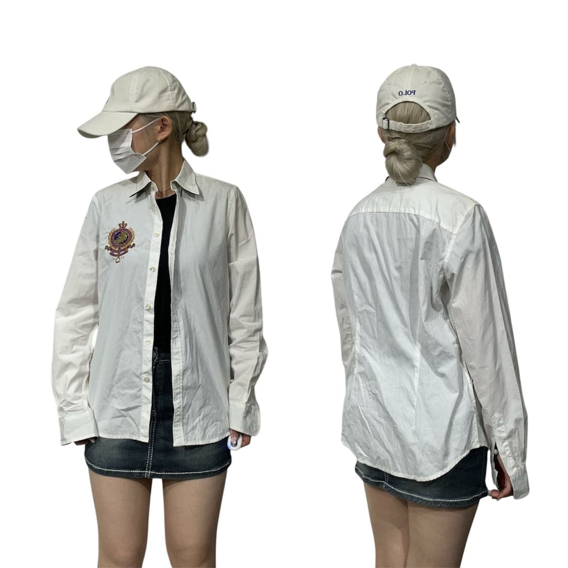 폴로 랄프 로렌 화이트 자수 셔츠 S 상품이미지1