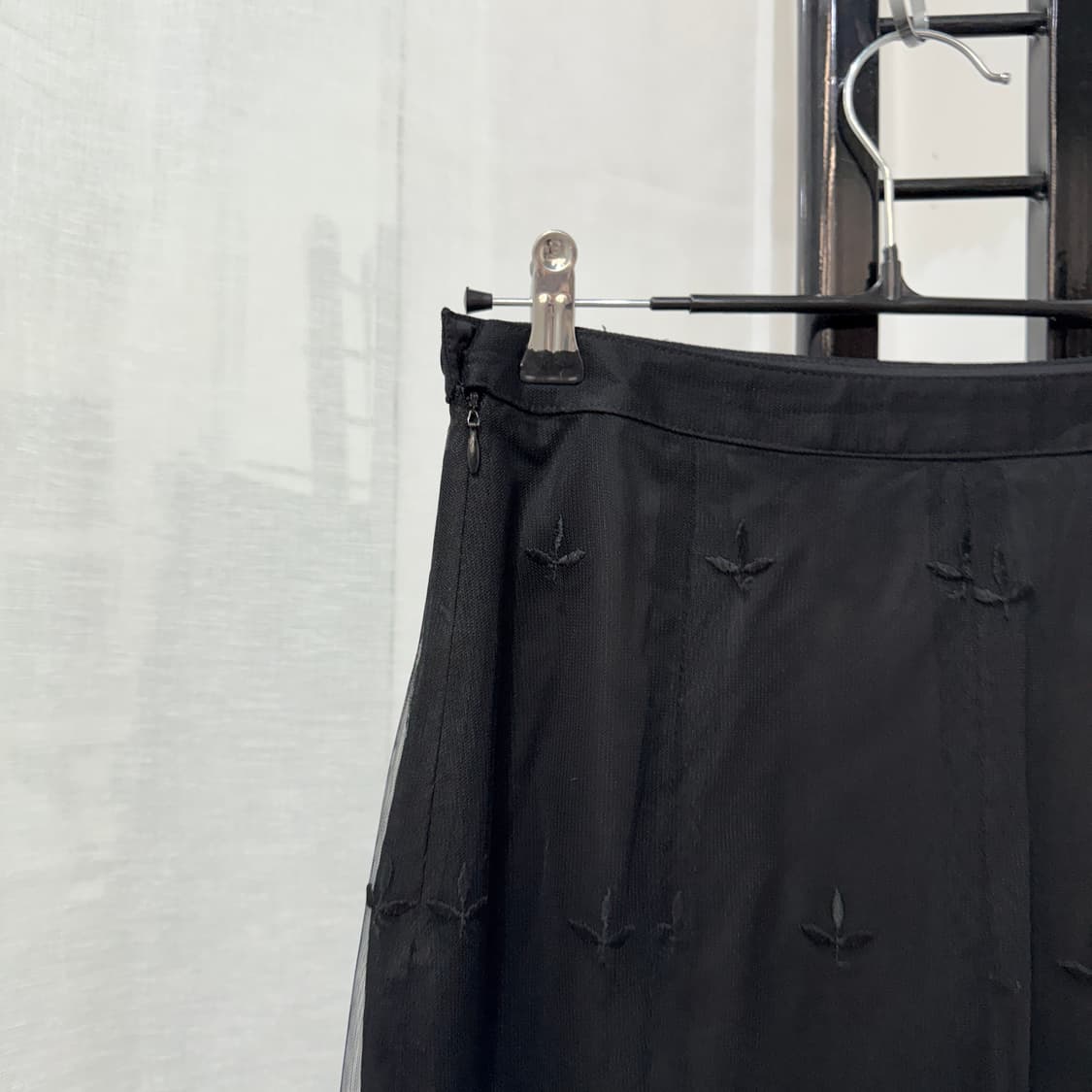 레이스 쉬폰 블랙 롱치마 빈티지스커트 4463 상품이미지4