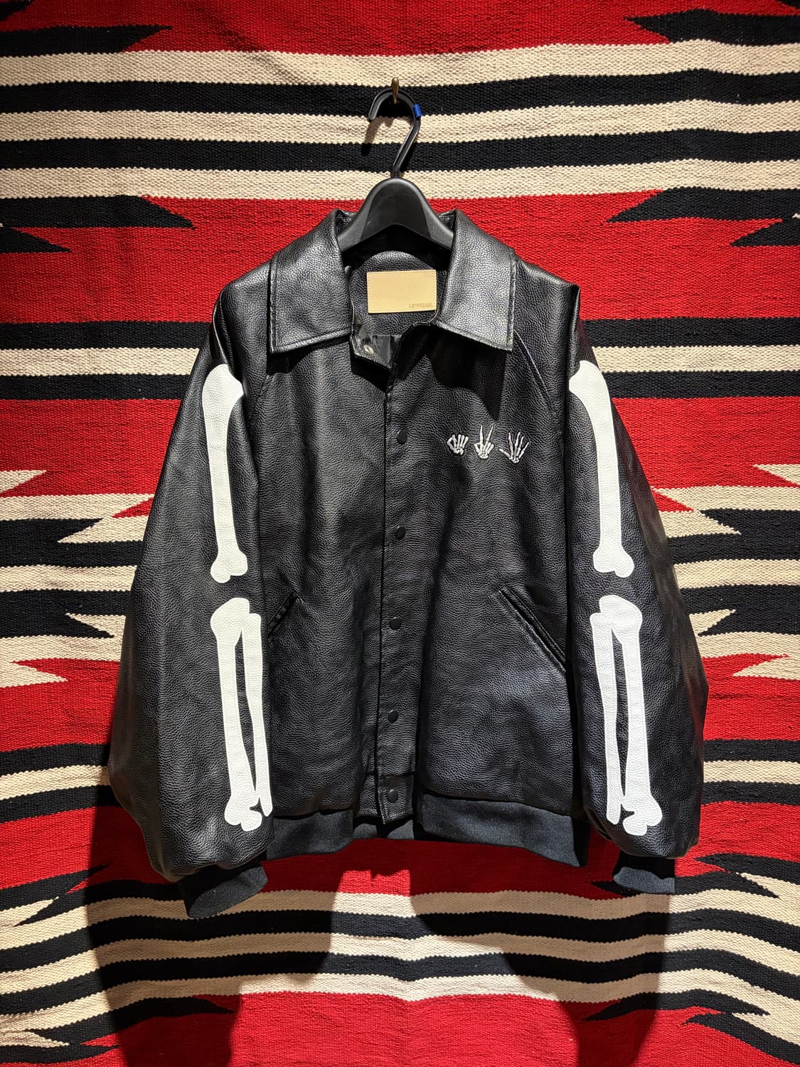 Bone skull work leather jacket / 본 가죽자켓 상품이미지1