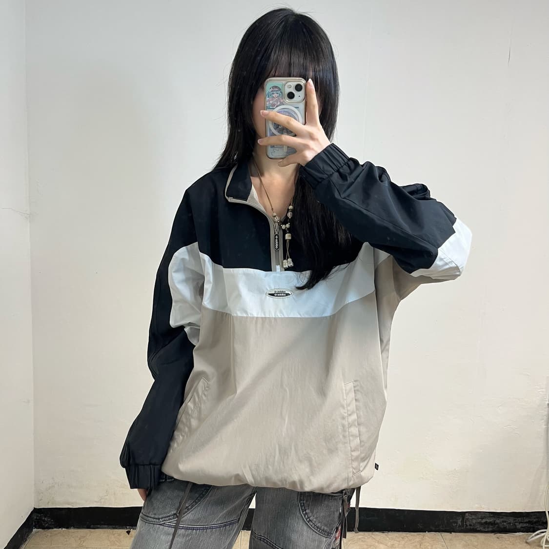 Adidas beige color-block anorak 상품이미지1