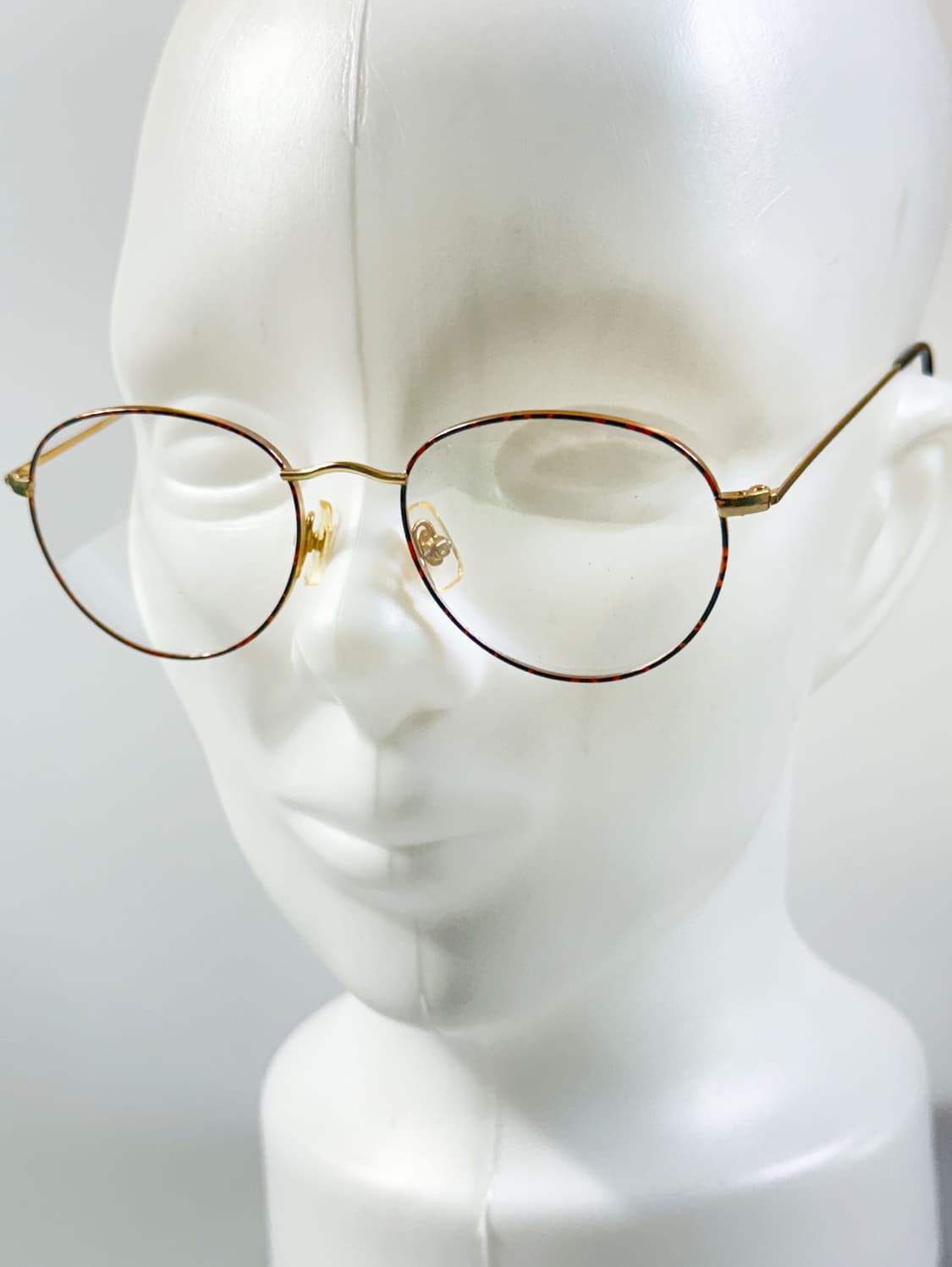 90s 유로피안 클래식 골드 브라운 마블 슬림 라운드 빈티지 안경 상품이미지8